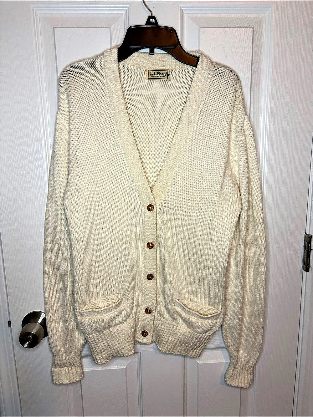 L.L.Bean Cream Button-Front Cardigan